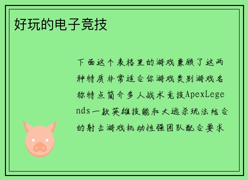 好玩的电子竞技
