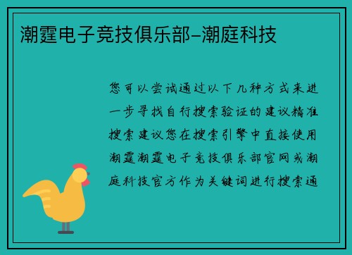 潮霆电子竞技俱乐部-潮庭科技